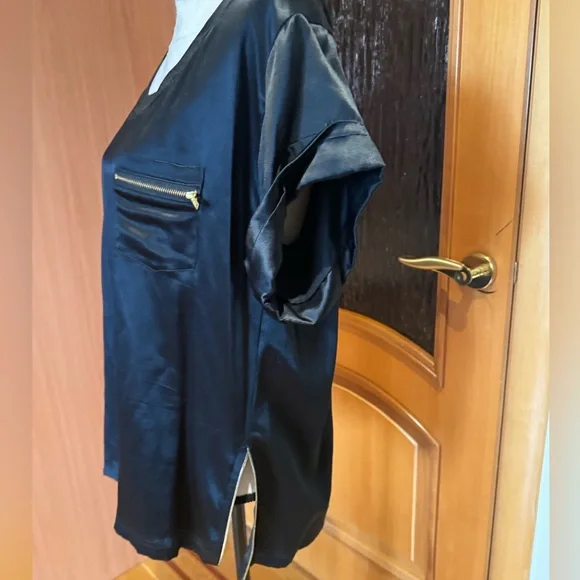 DVF Diane von Furstenberg satin 100% silk blouse shirt Sz 14 - Picture 10 of 16